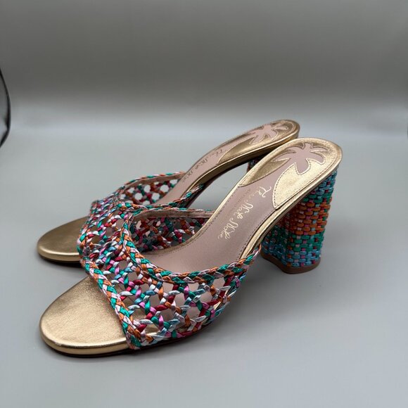 Antonio Melani x The Nat Note Riviera Rainbow Woven Metallic Slip-On Mules Sz 6 - Picture 5 of 9